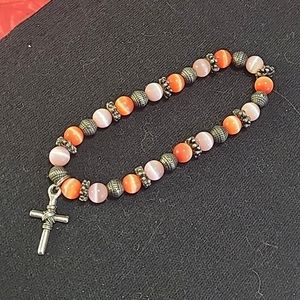 Stretchy Cross and Stone Necklace